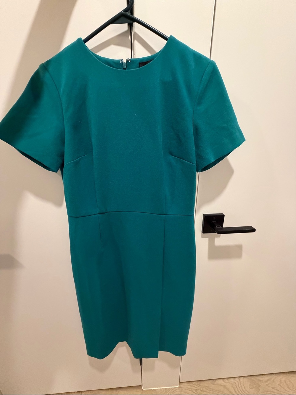 Ann Taylor Teal Short-Sleeve Sheath Dress